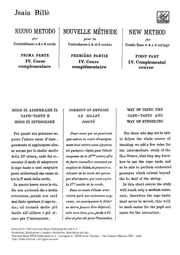 Nuovo Metodo Per Contrabbasso A 4 E 5 Corde - Parte I - Iv. Corso Complementare - cvičení pro kontrabas